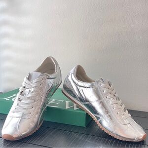 NWT Silver Women's Leather Sneakers